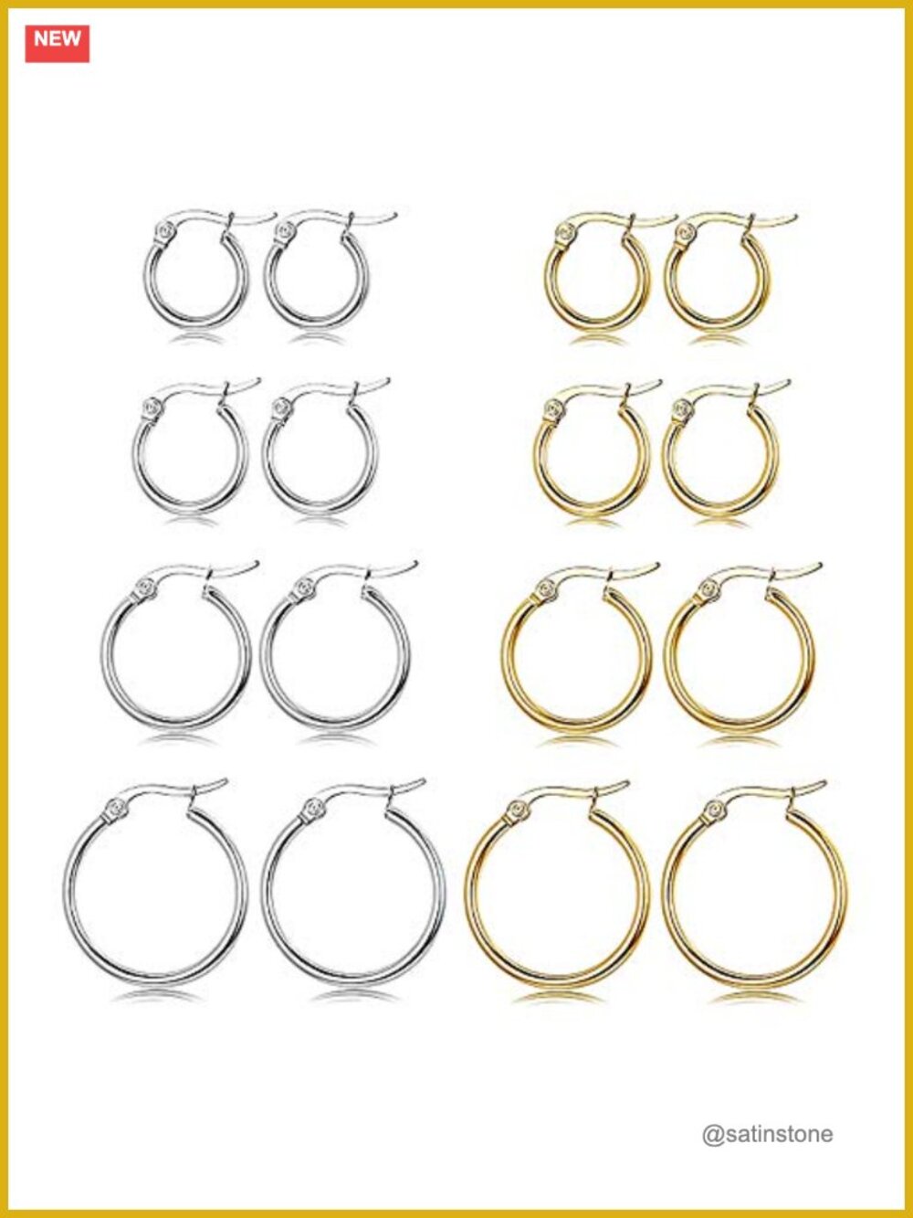 Stainless Steel Round Hoop Huggie Earrings Set Small Hoop Women